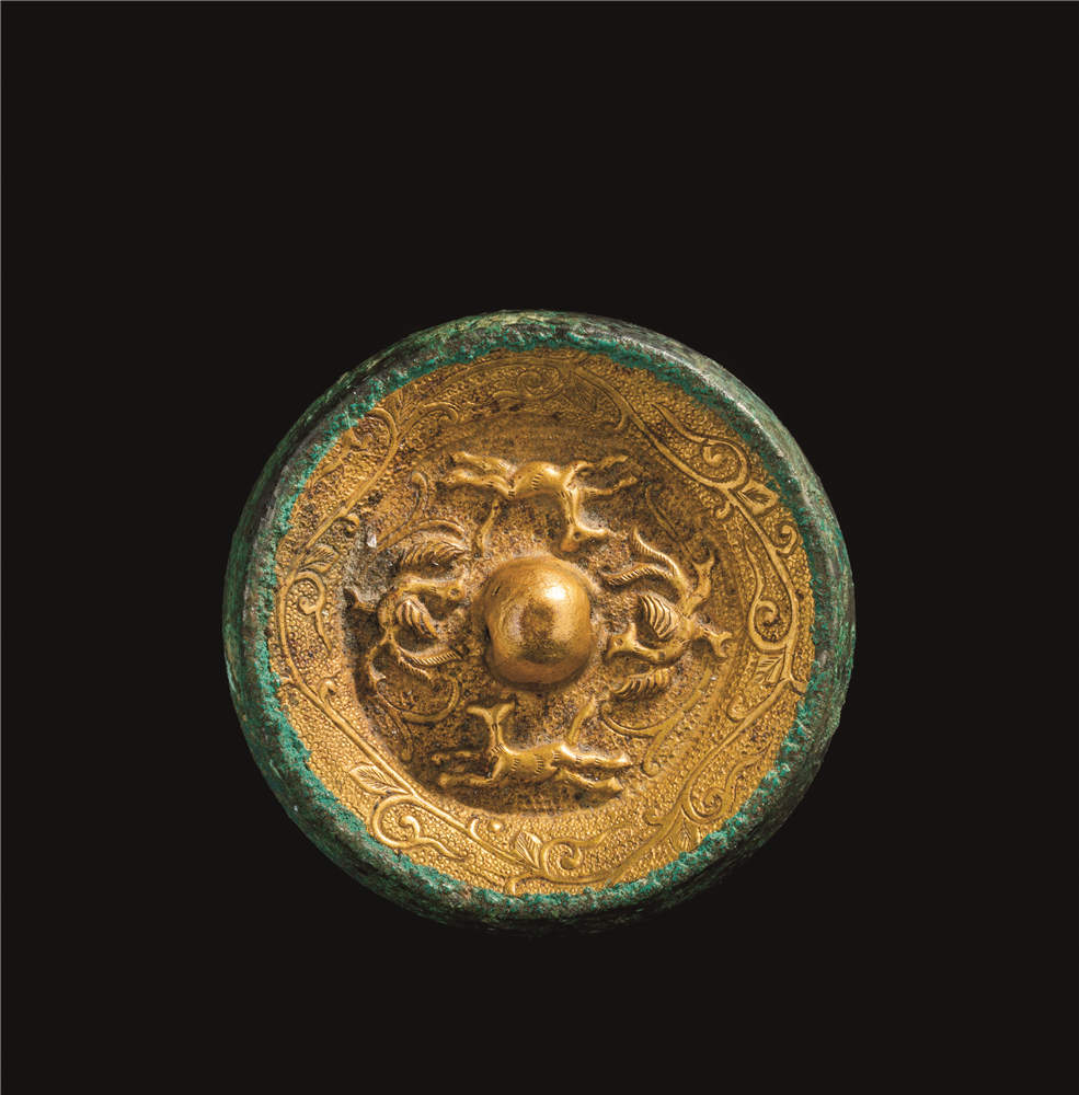 唐代(618-907) 铜鎏金四神兽纹铜镜| 艺典同步拍