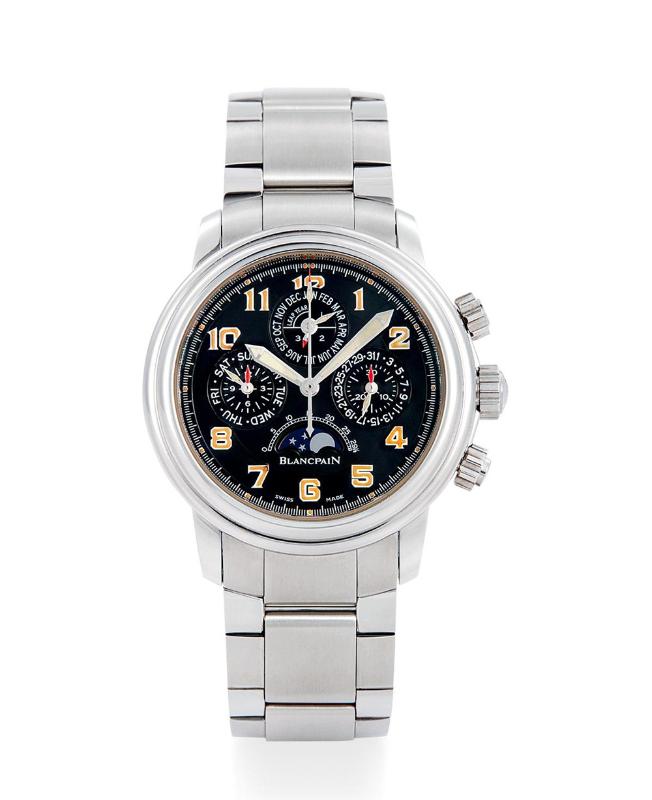 宝珀 领袖系列精钢 自动上弦腕表万年历 计时功能 日期 月相显示