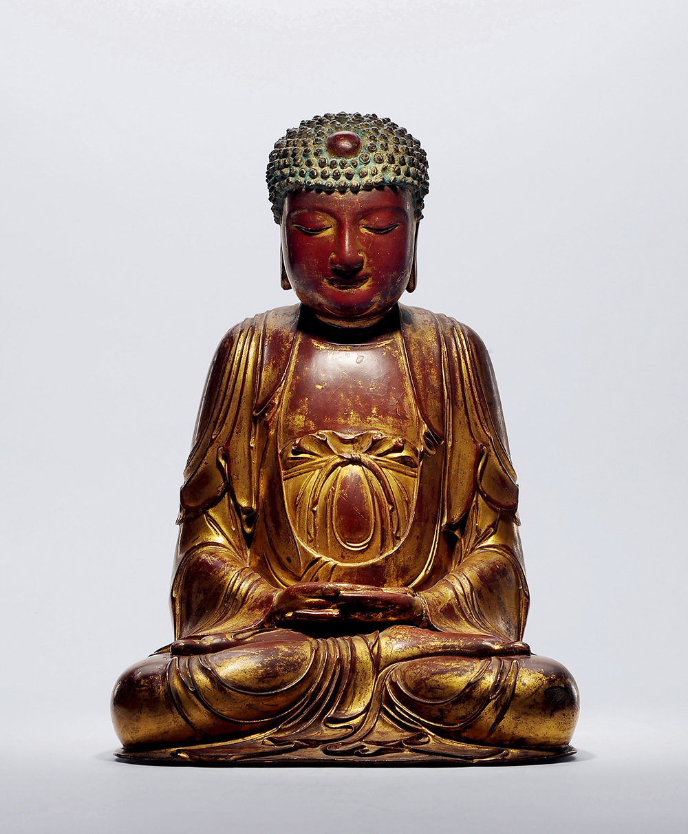 明 檀香木髹漆金阿弥陀佛