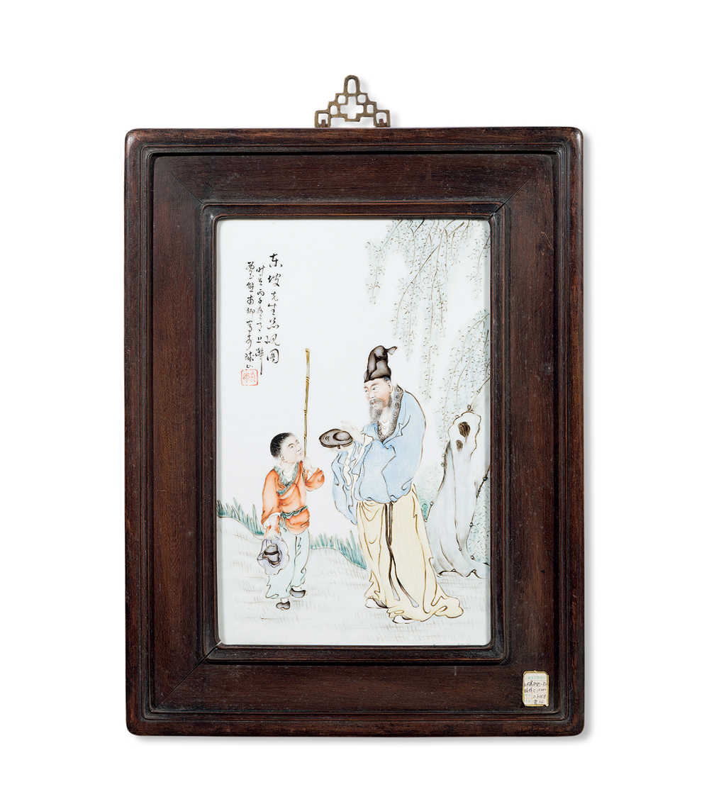 民国 粉彩人物纹瓷板