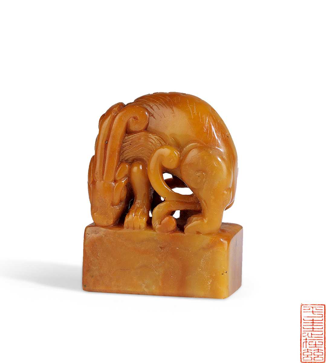 清 寿山石蟠龙钮印章