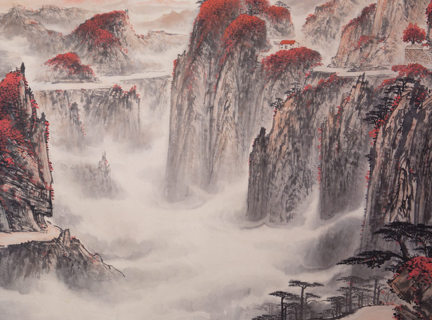 魏紫熙款黄洋界山水超大尺幅24平尺